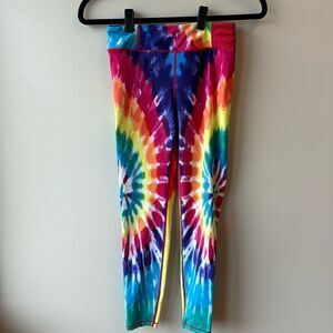 Candy Pink tie-dyed leggings 8-10 girls red purple